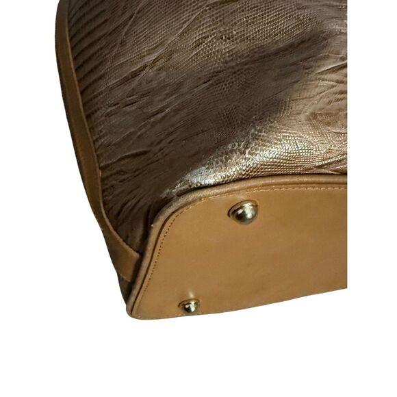 Brahmin Women's Embossed Leather Drawstring Trina Bucket Shoulder Bag Brown OS - Picture 11 of 11